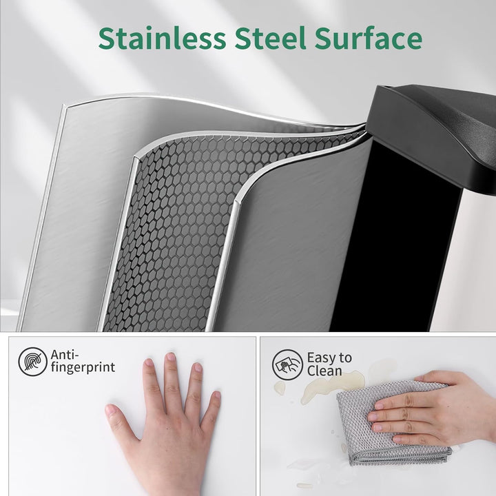 LIFERUN Mülleimer 3 Fächer, 3X 15L Mülltrennsystem, 45 Liter Abfalleimer Küche, Gross Edelstahl Tret