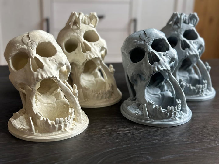 LAYERSMITH® D&amp;D Würfelturm als Totenkopf mit Spinne [Made IN Germany] in Farbe Granitgrau aus Biokun