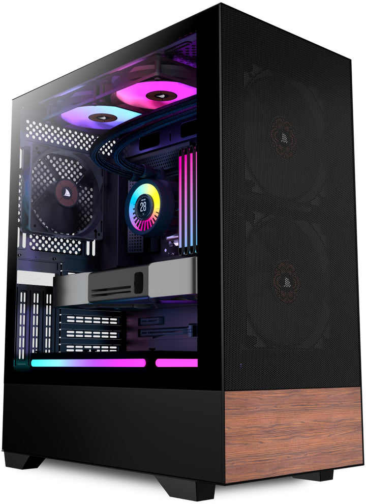 KEDIERS PC Gehäuse ATX Tower Gaming Computergehäuse mit gehärtetem Glas (schwarz + 3-Lüfter NO-LED),