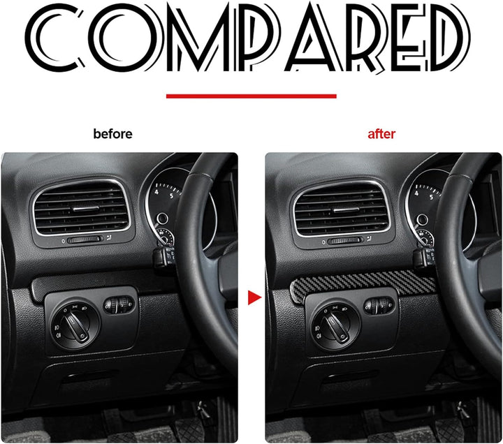 KUNGKIC Kohlefaser Armaturenbrett Zierleiste Auto Mittelkonsolenstreifen für Volkswagen VW Golf 6 GT