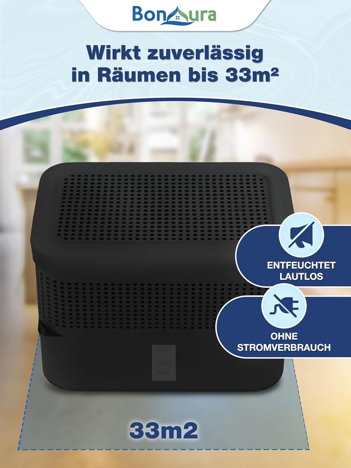 BonAura® AirOne Max Luftentfeuchter ohne Strom bis 33m² I 360° Belüftung I Raumentfeuchter mit Ausgi