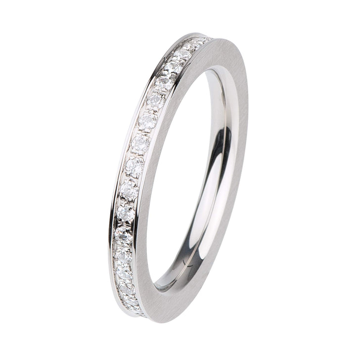 Ernstes Design Ring R289 WH Zirkonia weiss Edelstahl poliert 3 mm 48-65
