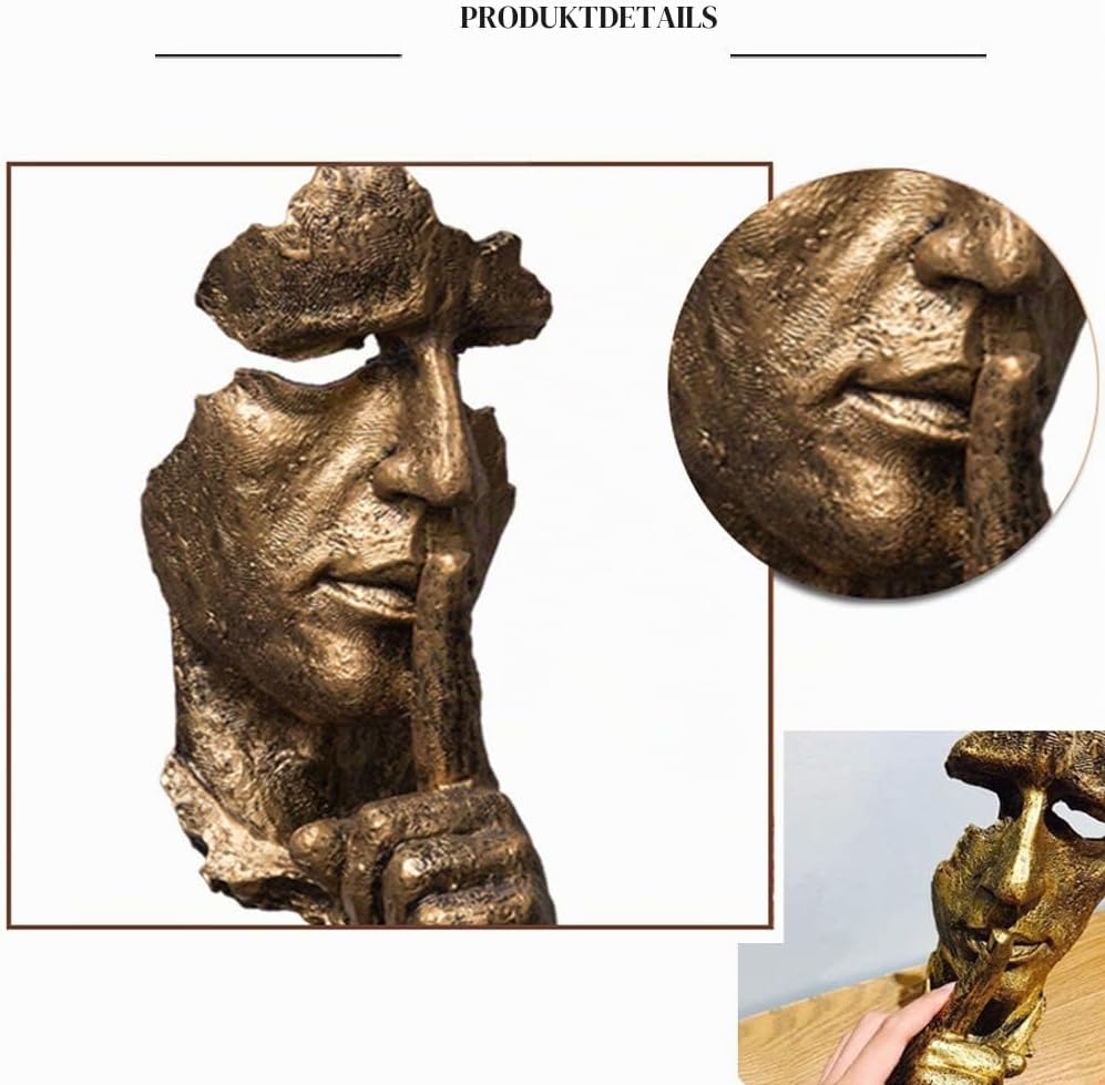 LEPENDOR Stille ist golden - Handgefertigte Stille Männer Statuen Harz Abstrakte Skulptur Büro Home