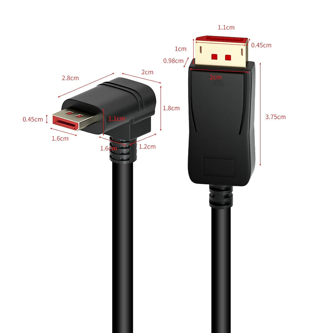BolAAzuL 90 Grad Displayport 1,4-Kabel Abwärts DP Kabel, unten abgewinkeltes Displayport Kabel 1,8M