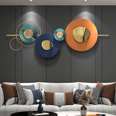 GERHWASH Wanddeko Metall - Wandbild Metall - Wandschmuck - Modernes Kreative Geometrische Rund Metal