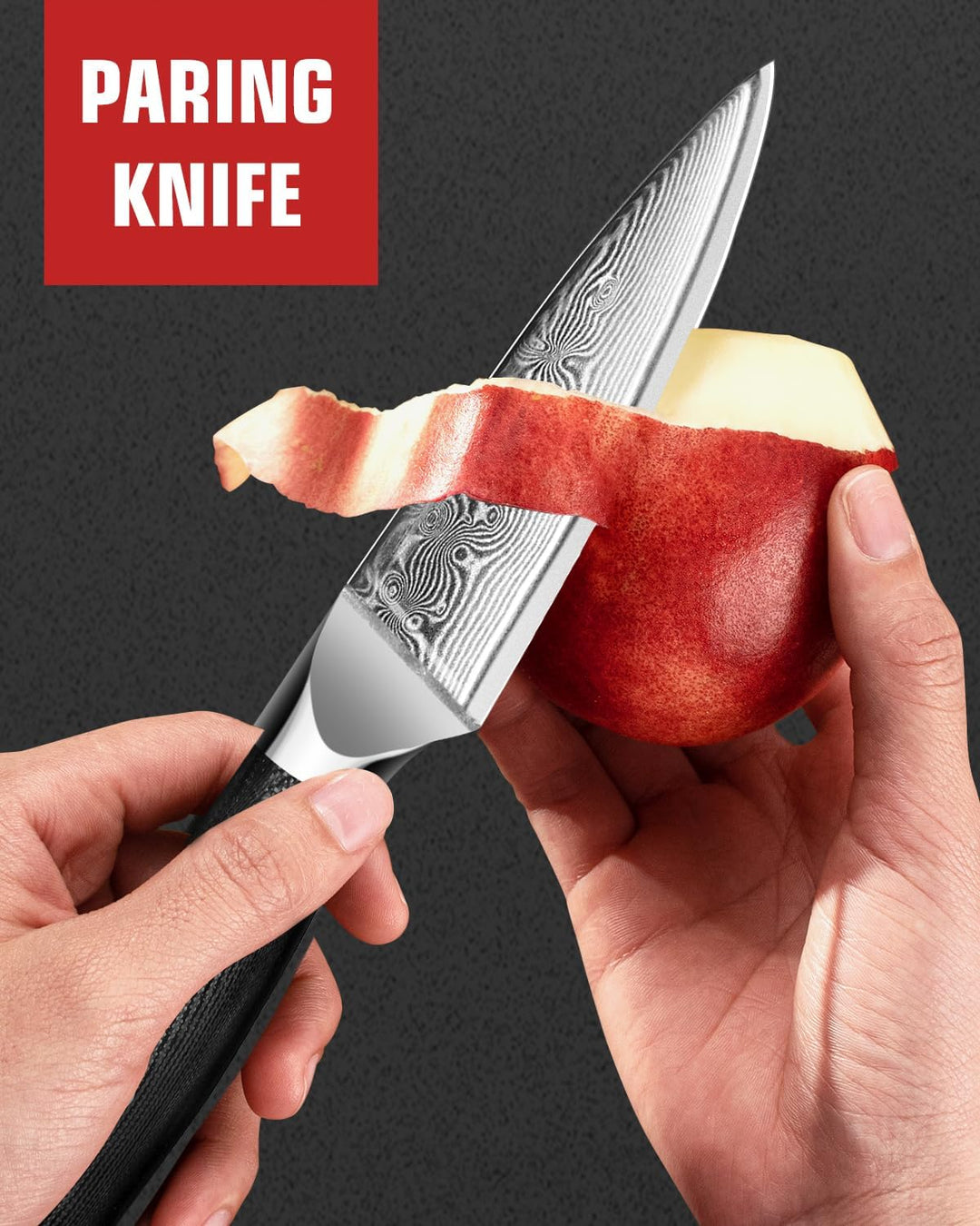 MOSFiATA 3,5 Zoll Damast Schälmesser Obstmesser Scharf Gemüsemesser, VG10 Damaszener Stahl, Geschenk