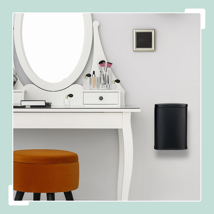 Relaxdays Kosmetikeimer Wandmontage, 3 Liter, Absenkautomatik, Inneneimer, Metall, eckiger Badezimme