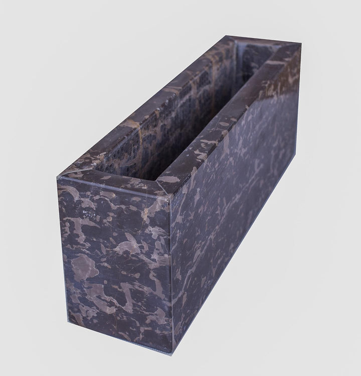 Yuchengstone Design Vase Blumenkübel Pflanzenkübel aus Marmor, Unikat, Naturstein, schwarz, quadrati