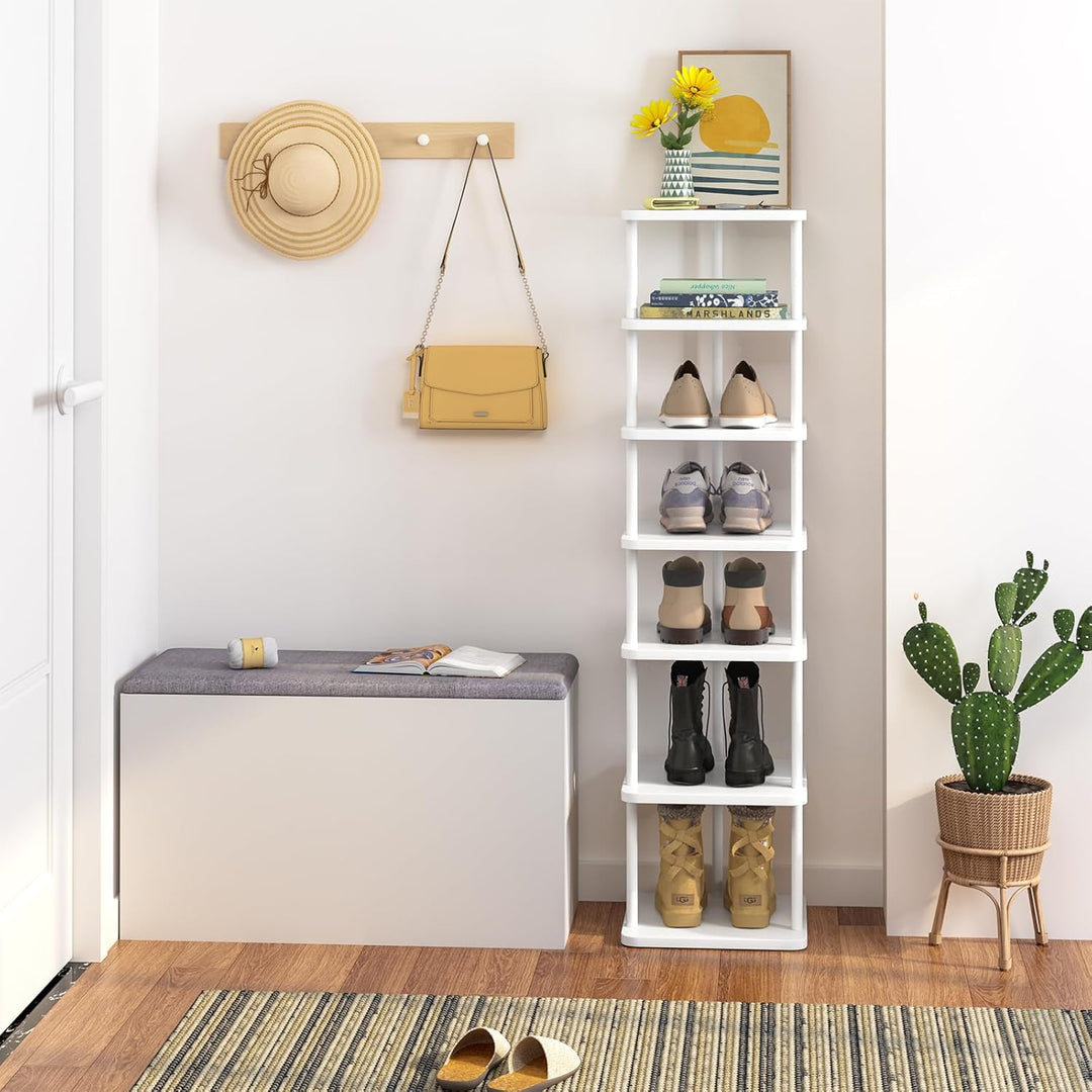 Vertikales Schmales Schuhregal, Standregal mit 7 Ebenen, Schuhablage, Schuhablagen, Schuhaufbewahrun