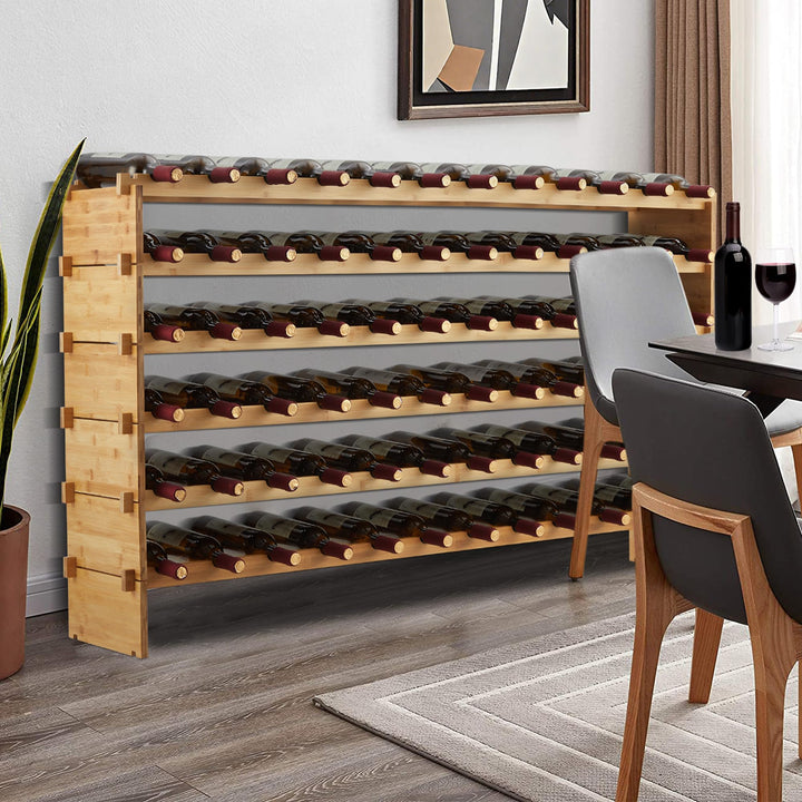 GarveeHome Weinregal Wein Regal Bambus Stapelbar Flaschenregal Flaschenständer AA-Qualität Ohne Schr