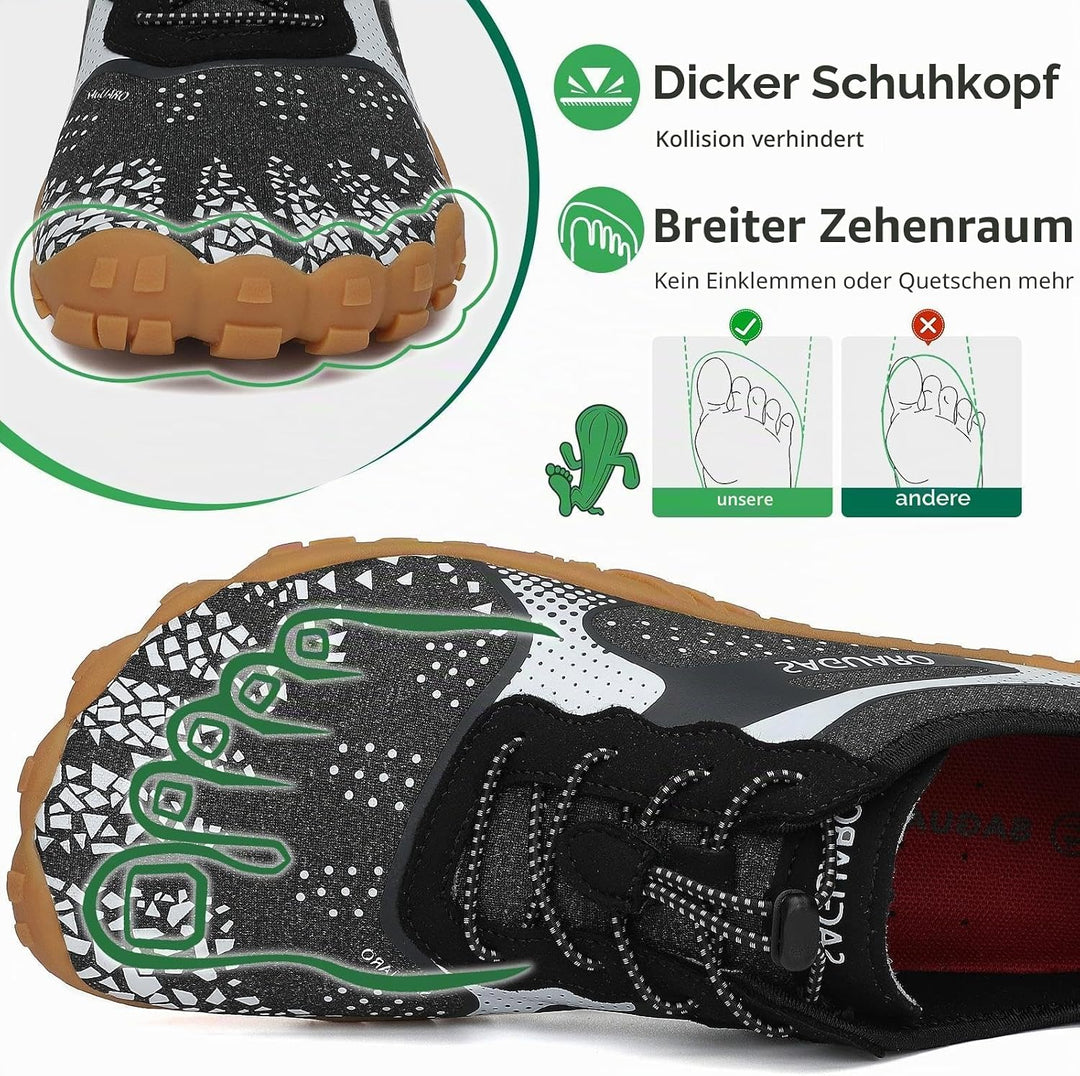 SAGUARO Unisex Barfussschuhe Outdoor Zehenschuhe Traillaufschuhe 39 EU Temperament Schwarzweiss, 39