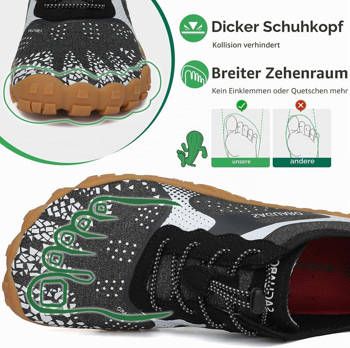 SAGUARO Unisex Barfussschuhe Outdoor Zehenschuhe Traillaufschuhe 39 EU Temperament Schwarzweiss, 39
