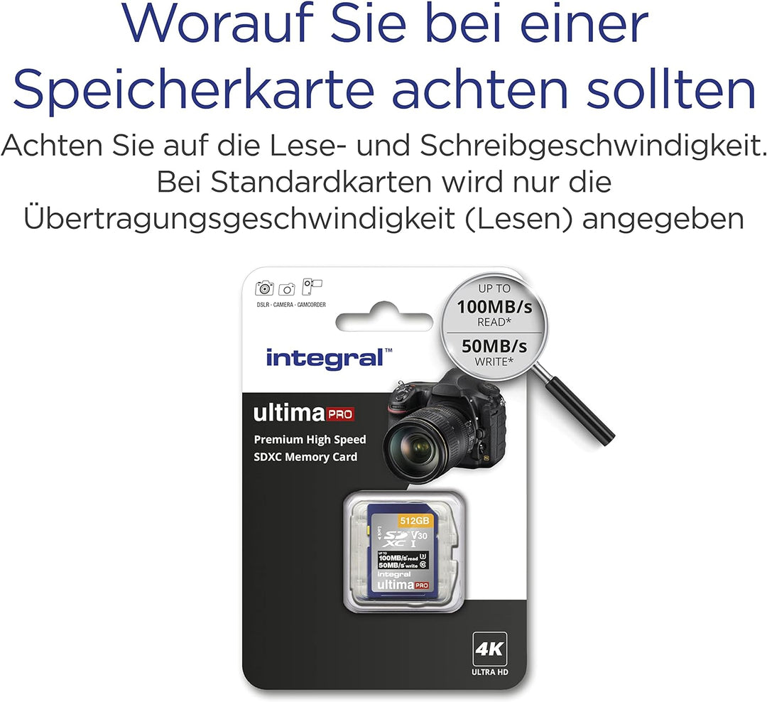 Integral SD-Speicherkarte, 32 GB, 4 K, Video-Lesegeschwindigkeit, 180 MB/s, Schreibgeschwindigkeit: