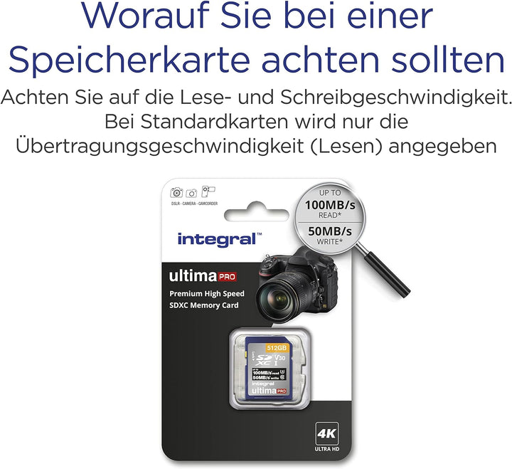 Integral SD-Speicherkarte, 32 GB, 4 K, Video-Lesegeschwindigkeit, 180 MB/s, Schreibgeschwindigkeit: