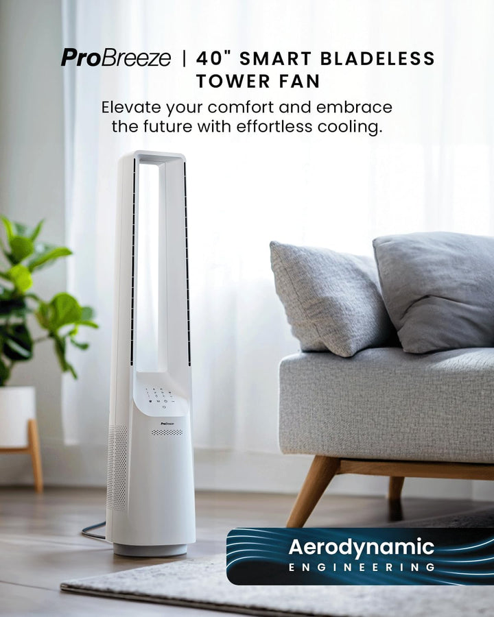 Pro Breeze 101cm rotorloser Ventilator, Gleichstrommotor, Ventilator mit Fernbedienung, LED Display,