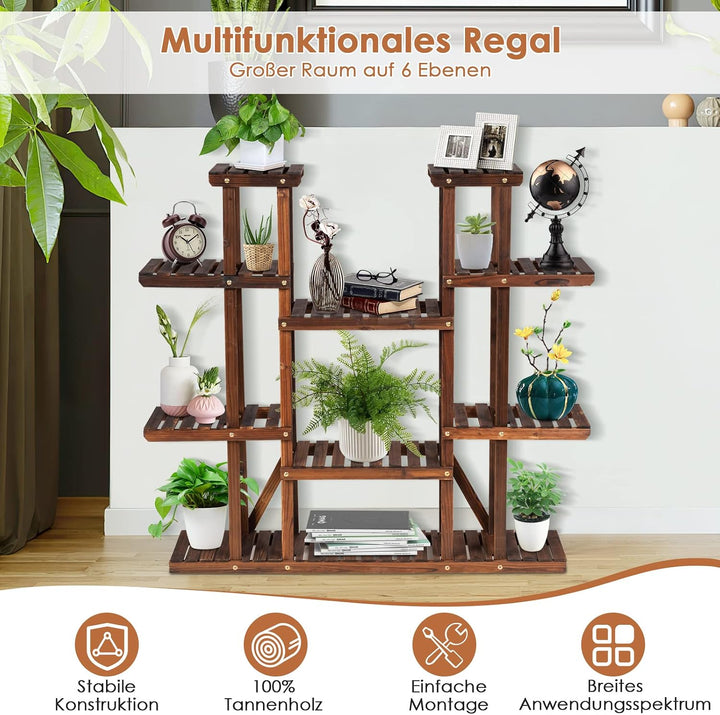 RELAX4LIFE Pflanzenständer Holz, Blumenständer mit 9 Ebenen, Pflanzenregal Mehrstöckig, Blumenregal