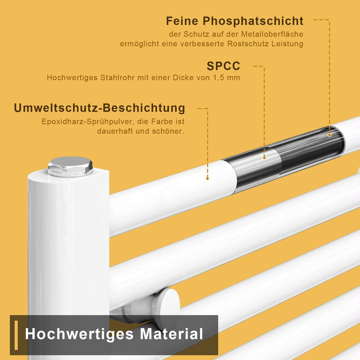 Badheizkörper 500x700 mm Handtuchheizkörper Mittelanschluss Handtuchwärmer Heizkörper für bad 456 Wa