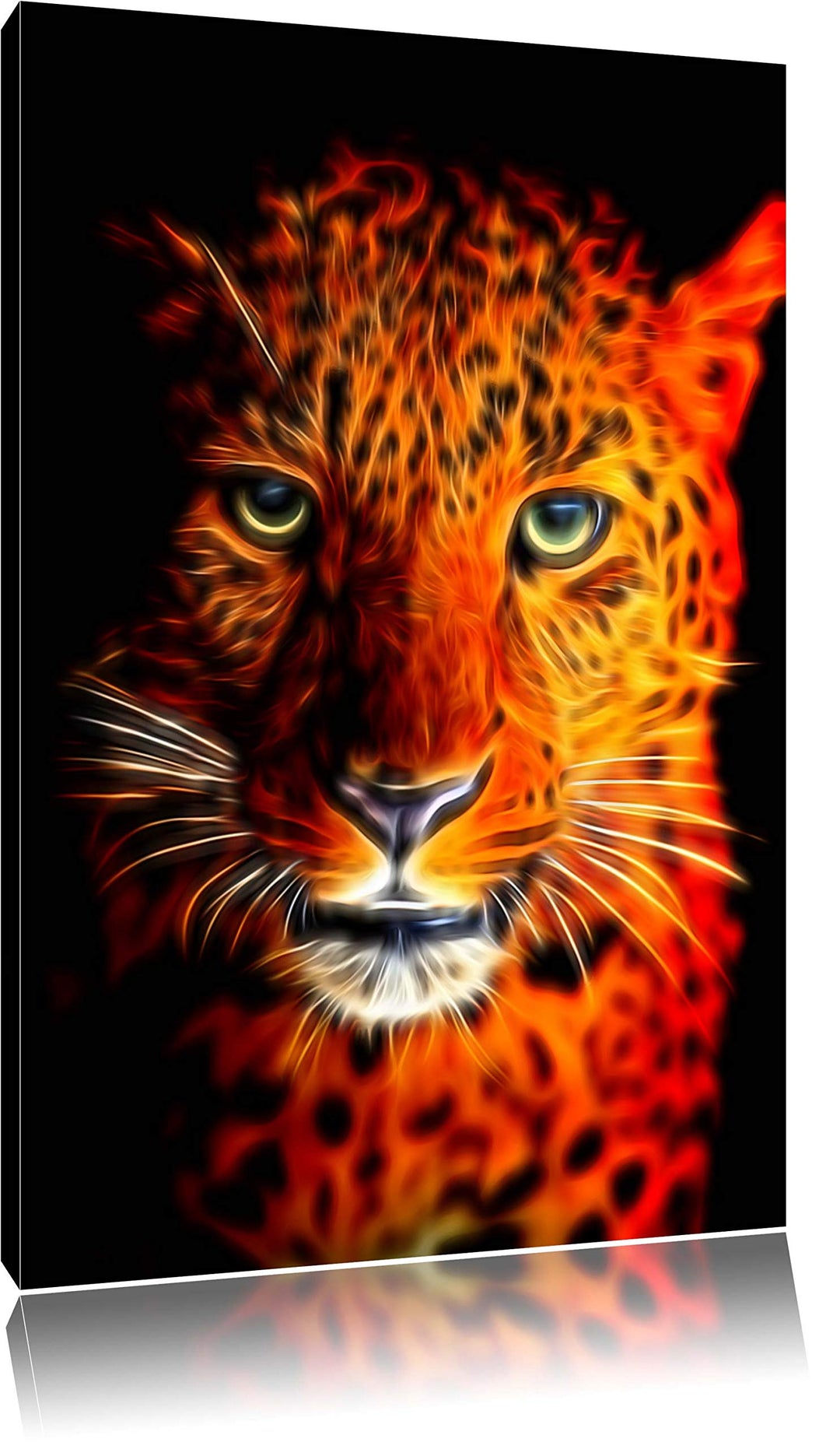 Dark Stolzer Leopard Deluxe Format: 100x70 cm auf Leinwand, XXL riesige Bilder fertig gerahmt mit Ke