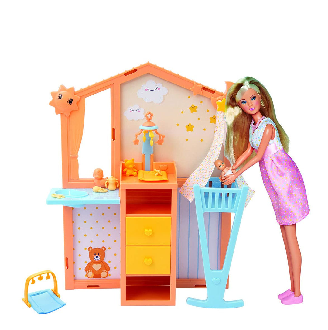 STEFFI LOVE Simba Baby Surprise – Schwangere – Puppe 29 cm – Abnehmbarer Bauch – Baby 5 cm – Schlafz