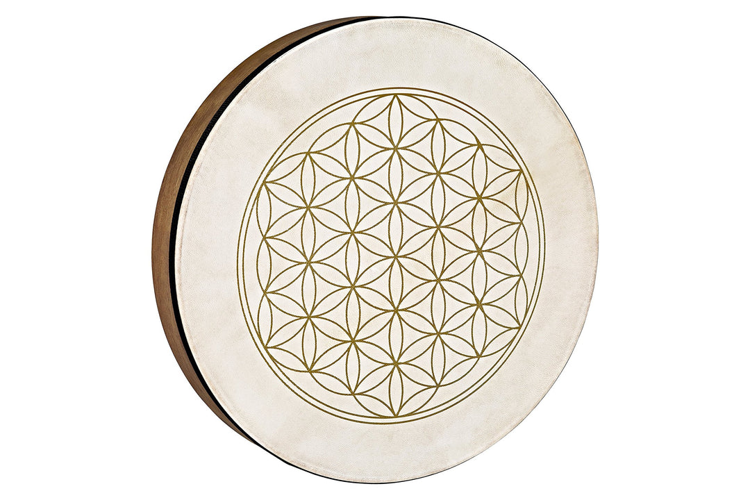 Sonic Energy 16" Handtrommel Lebensblume – Schamanische Rahmentrommel mit Ziegenfell – Für Meditatio