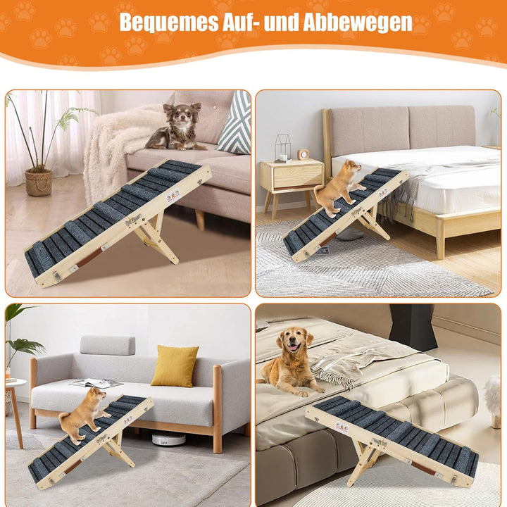 Hunderampe 80cm, Katzenrampe, Hundrampe Auto Klappbar, Höhenverstellbar Hundetreppe, Hunderampe Bett