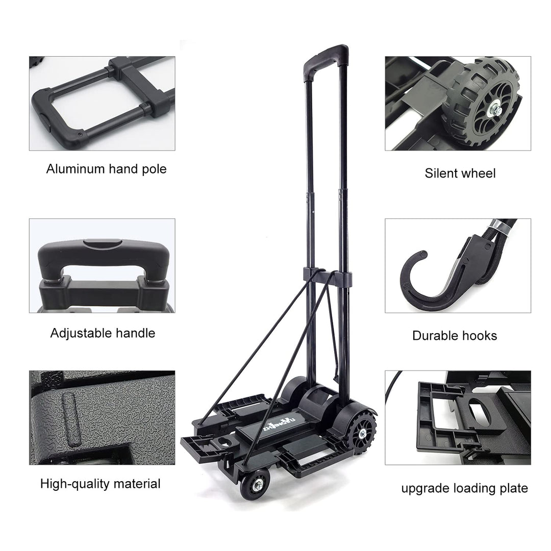 Dolly Cart mit 4 Rädern Teleskop Lron Tube Pull, Handwagen mit elastischem Seil, nach dem Zusammenkl