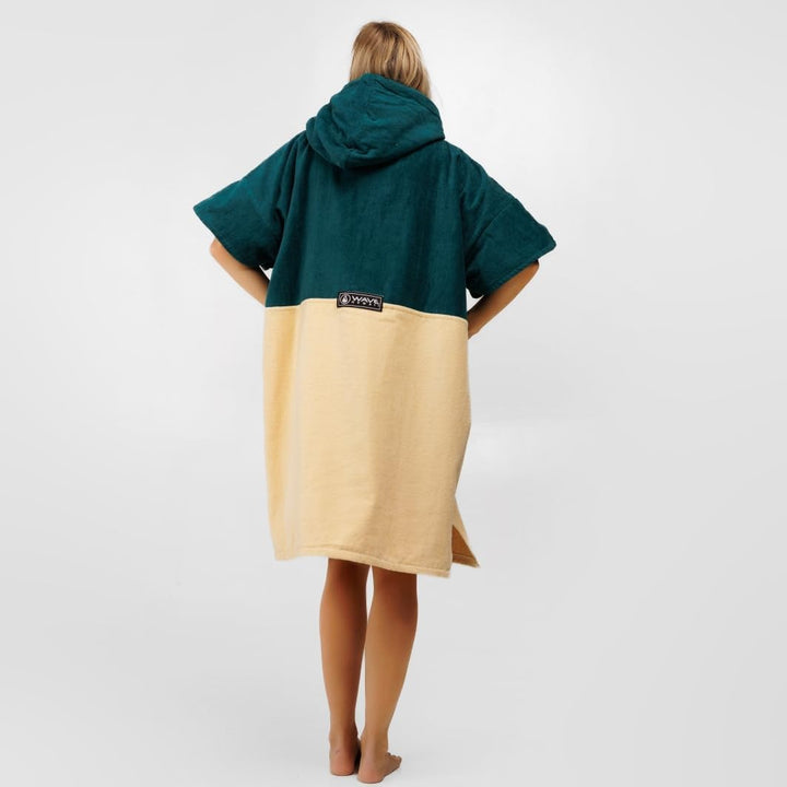 WAVE HAWAII Poncho Petrol Badeponcho 100% Baumwolle für Körpergrössen von 170 - 200 cm Umkleidehilfe