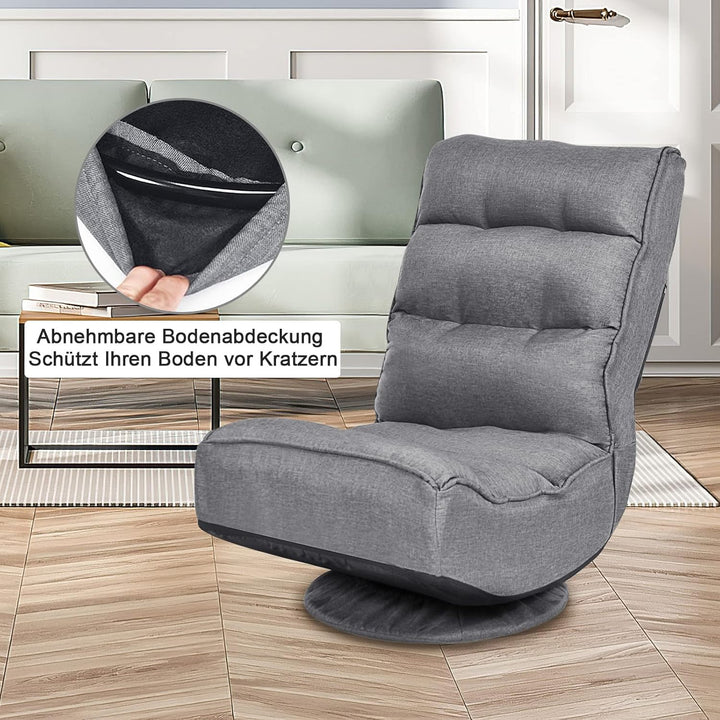 GOPLUS 360° drehbarer Bodenstuhl, klappbarer Bodensessel mit Verstellbarer Rückenlehne, Gamingsessel