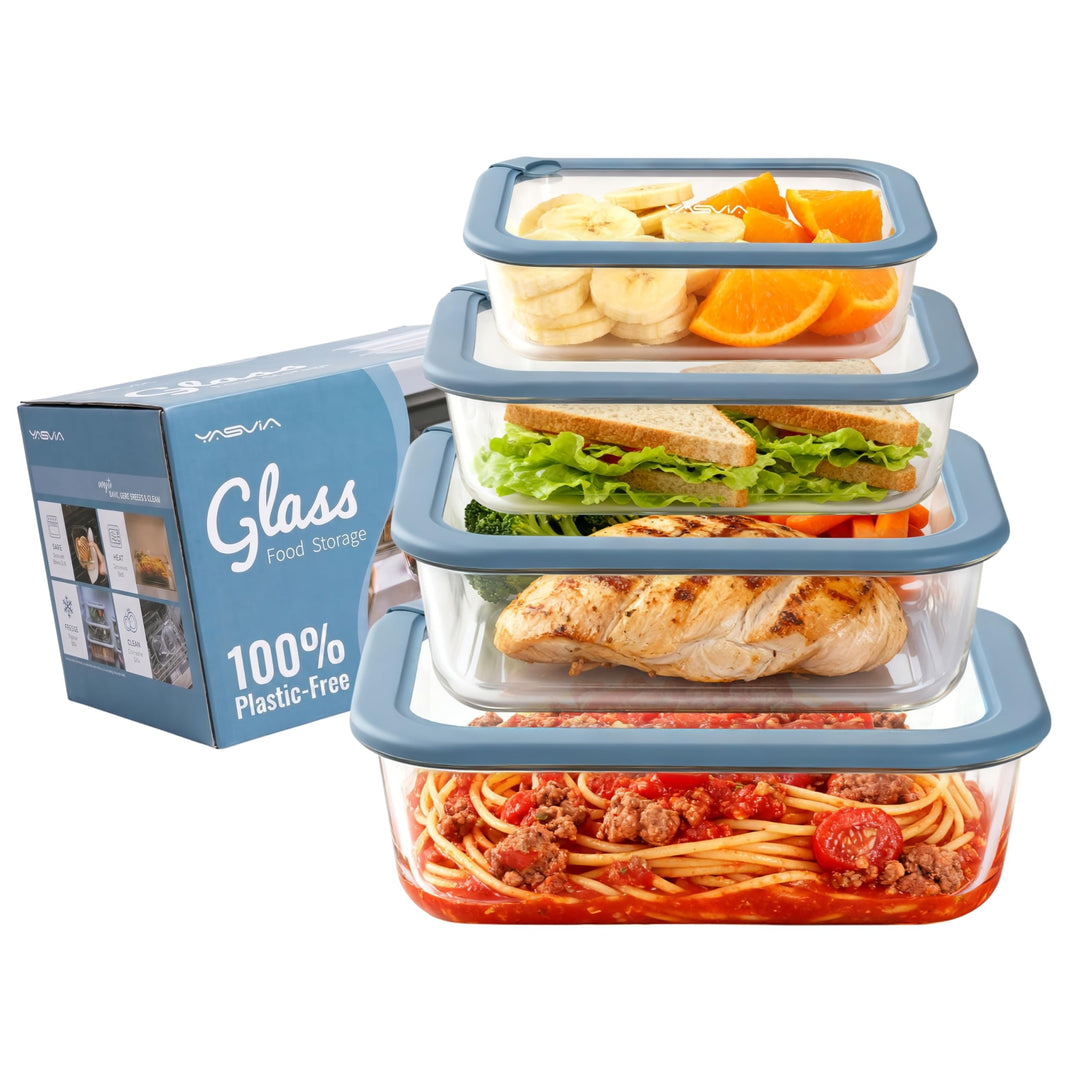 Meal Prep Glas (Mix-Set) Frischhaltedosen Set plastikfrei, Borosilikatglas Vorratsdosen, Silikondeck