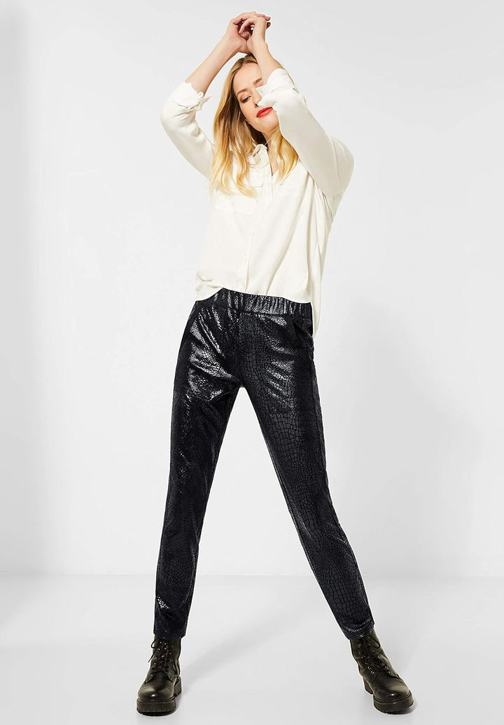 Street One Damen Hose mit Schlangen-Print Black 38