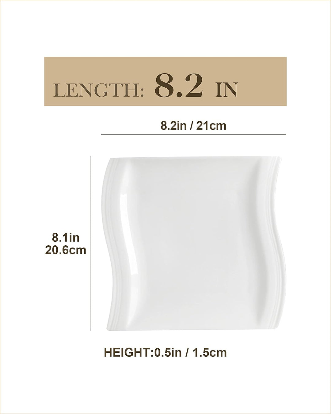 MALACASA, Serie Flora, 6 teilig Set CremeWeiss Porzellan Kuchenteller Dessertteller Frühstücksteller