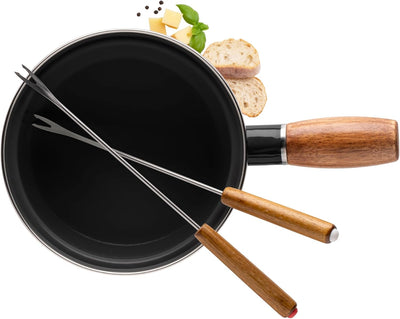 MÄSER 935481 Käsefondue schwarz Emaille für 2, Fondue Set für Zwei Personen, Edelstahl