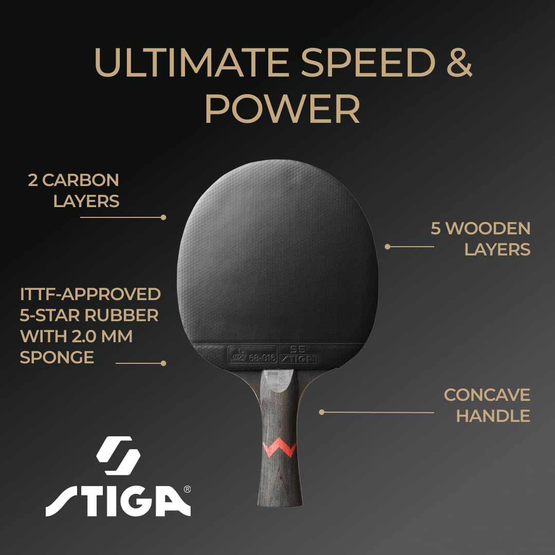 STIGA Royal 5 Sterne Tischtennis Schläger Pro Carbon,, Single