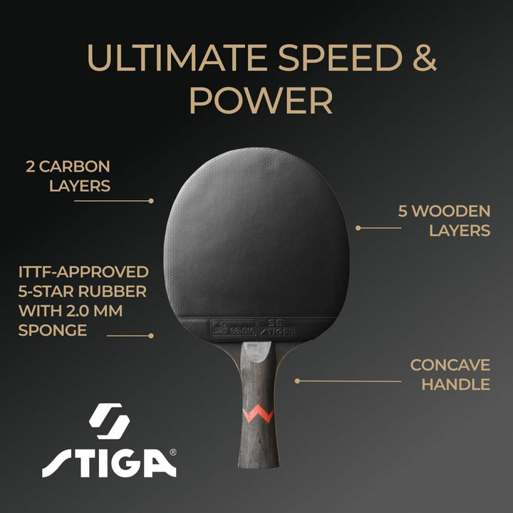 STIGA Royal 5 Sterne Tischtennis Schläger Pro Carbon,, Single