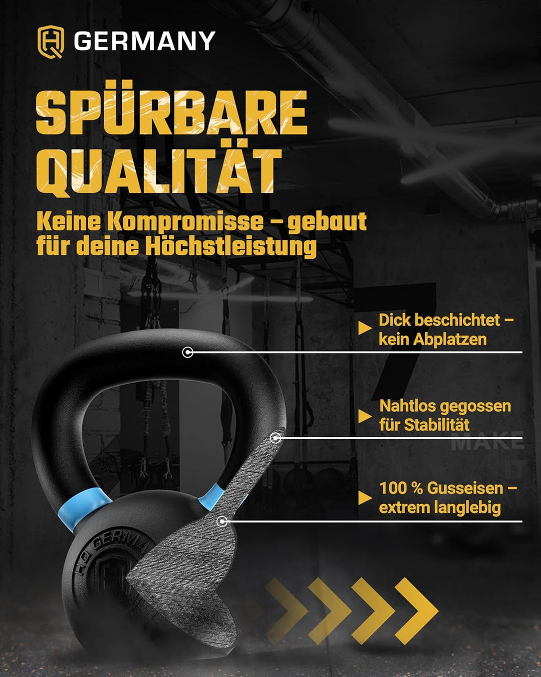 HQ Germany® Powdercoat Kettlebell | Vollguss | 2-32kg | Starter-Sets | ±2,0% Gewichtstoleranz +Start