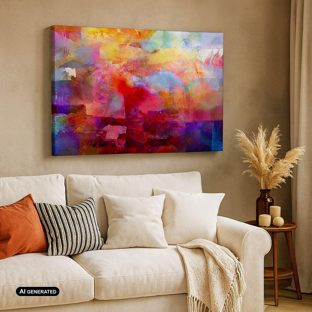 Bilder auf Leinwand 100x70cm Leinwandbild mit Rahmen Abstraktion modern Gross Wanddeko Bild Schlafzi