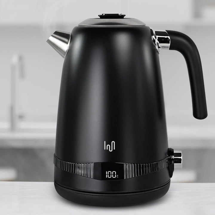 Impolio Retro Wasserkocher 1,7 L, LCD Display und Temperaturauswahl, TÜV Rheinland GS Zertifiziert,