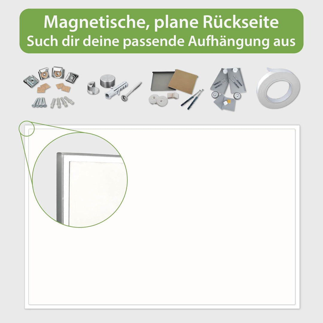 banjado® Glas Magnettafel mit 4 Magneten - Magnetwand 60x40cm mit Motiv Trockenes Holz - Memoboard/P
