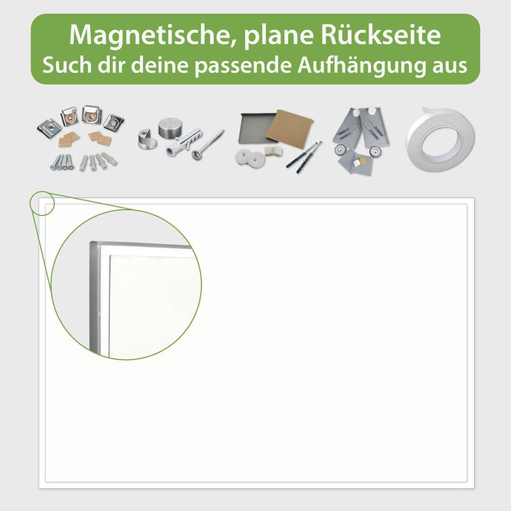 banjado® Glas Magnettafel mit 4 Magneten - Magnetwand 60x40cm mit Motiv Trockenes Holz - Memoboard/P