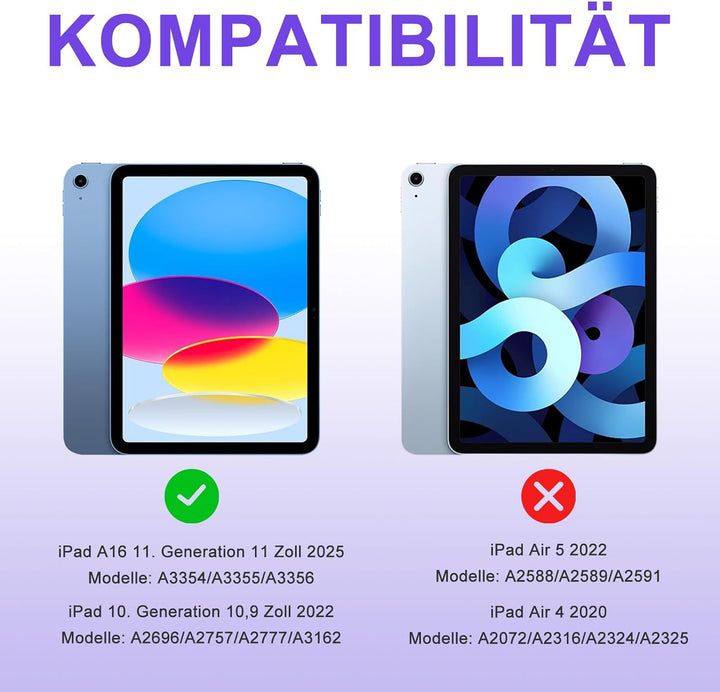 MMK Hülle mit Tastatur für iPad 10 Generation 2022(11/10.9 Zoll)/A16 11 Generation 2025, Abnehmbare