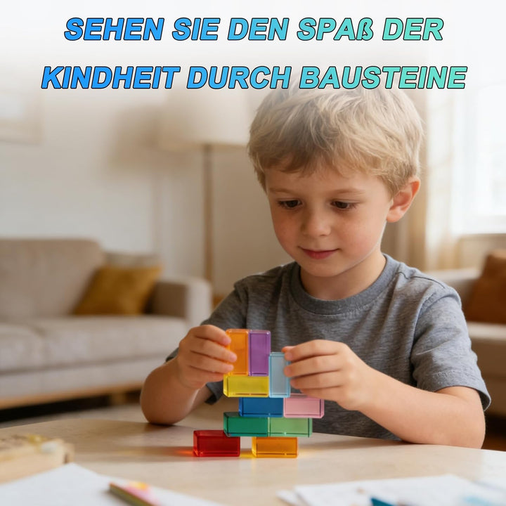 20pcs Acryl Bausteine Kinder - Sensorik Bausteine Jelly Blocks, Lichtbausteine, Montessori Regenboge