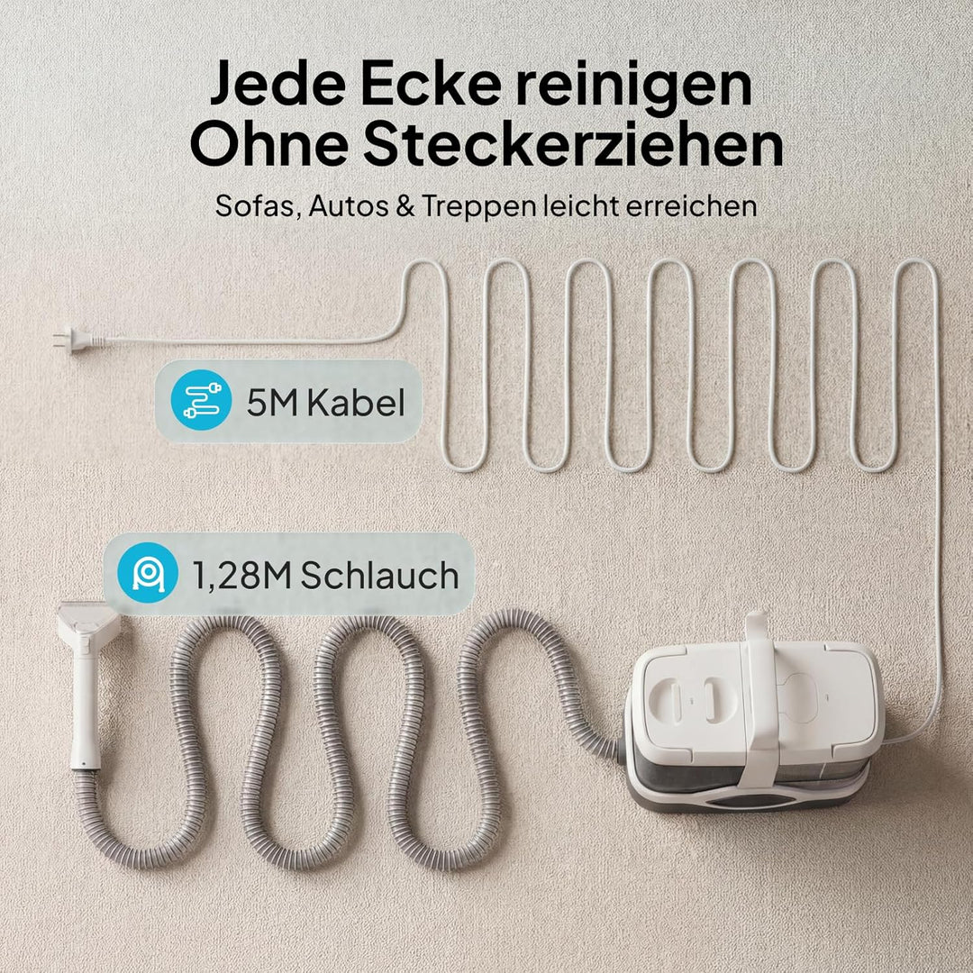 Polsterreiniger Gerät Nasssauger Waschsauger Teppichreiniger, 600W, 16KPa, 2,3L Wassertank, Selbstre