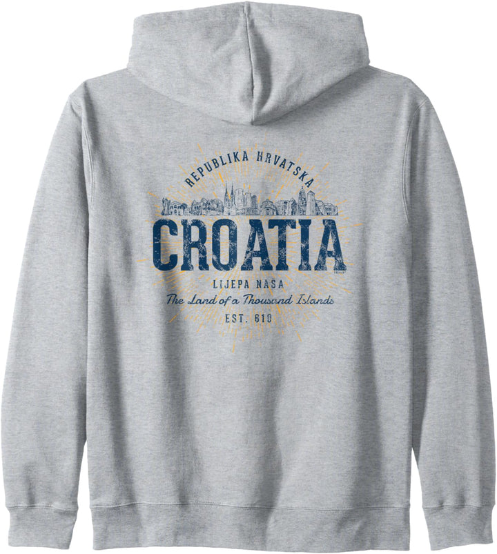 Croatia Retro Stil Vintage Kroatien Kapuzenjacke