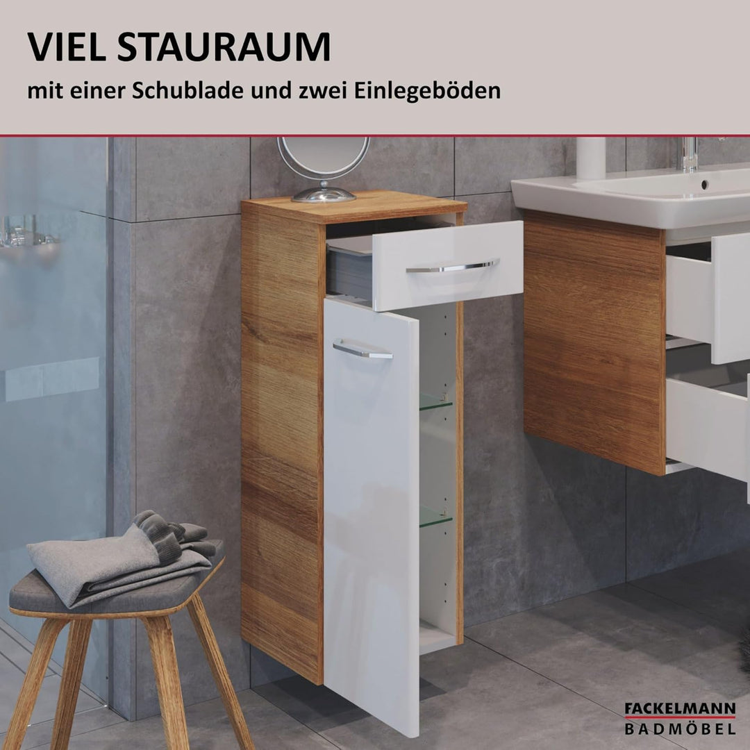 FACKELMANN Milano Midischrank mit Tür und Schublade – Schrank für Badezimmer (30,5 cm x 83 cm x 32 c