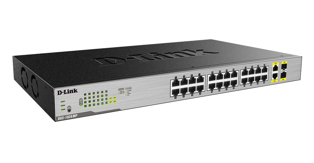 D-Link DGS-1026MP Layer2 PoE+ Gigabit Switch (26-Ports, davon 24 x 10/100/1000 Mbit/s PoE-Ports und