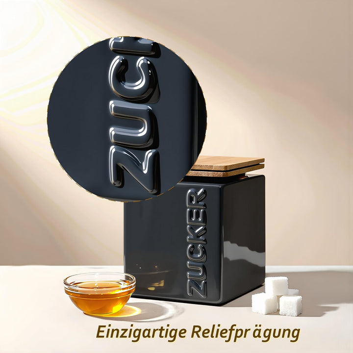HWG-Home® - Design Zuckerdose Luftdicht 1kg - für lange Haltbarkeit - Anthrazit - Zuckerbehälter aus