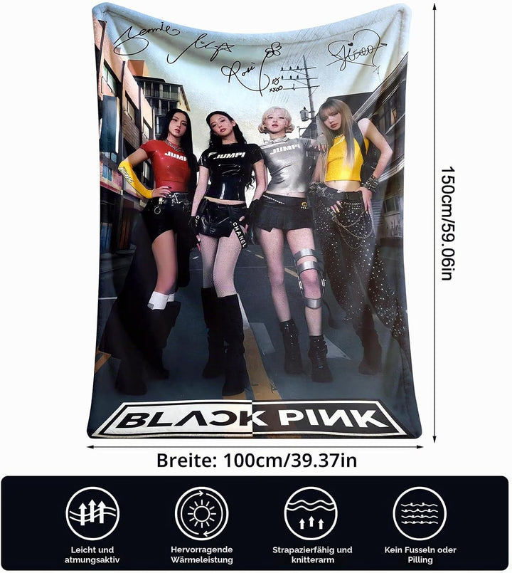 Blackpink Decke für Fans, Mehrzweck-Flanelldecke Superweiche Flanelldecke für Lounging Reisen Outdoo