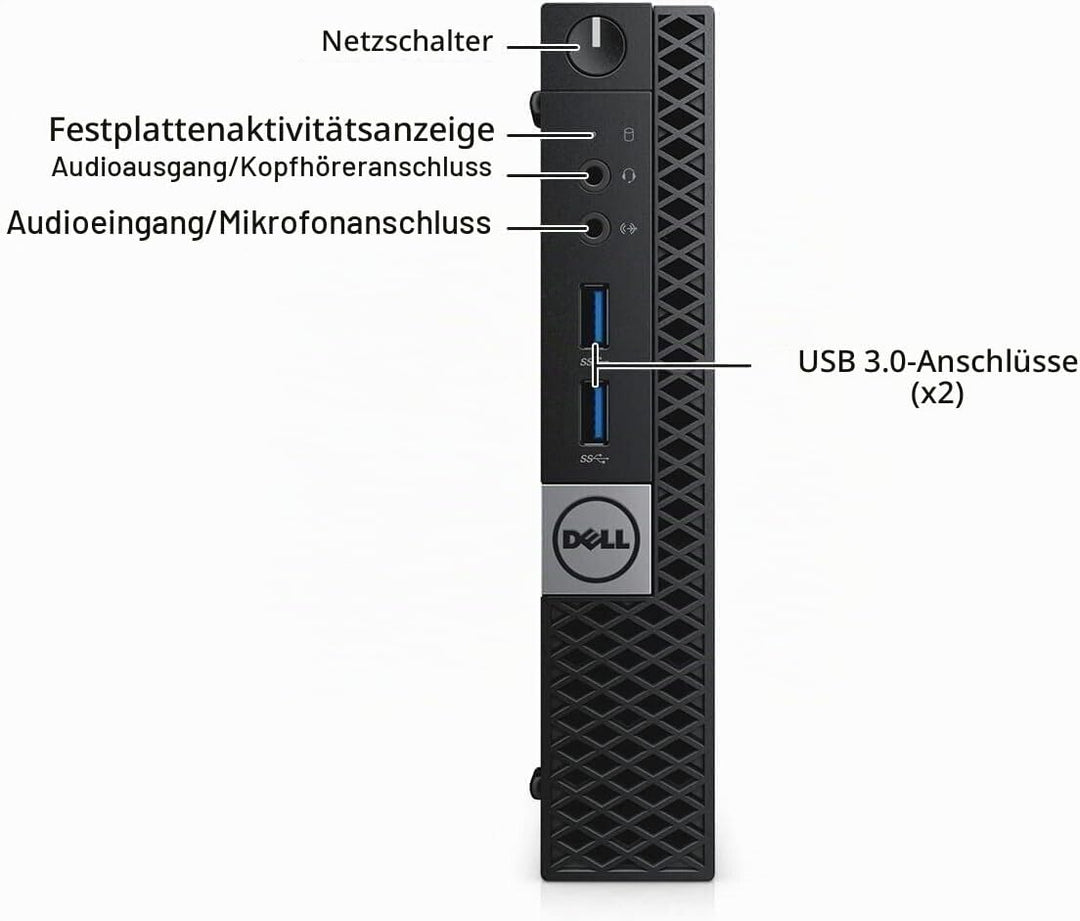 Dell Optiplex 3040 Mini Computer PC mit 24 Zoll Monitor, Intel Core i5-6500, 8GB RAM, 256GB SSD, US