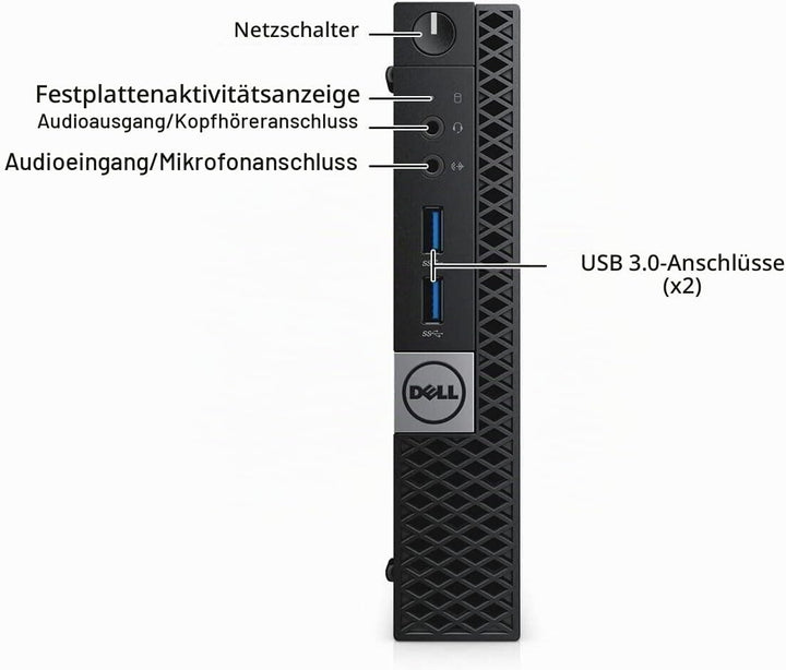 Dell Optiplex 3040 Mini Computer PC mit 24 Zoll Monitor, Intel Core i5-6500, 8GB RAM, 256GB SSD, US