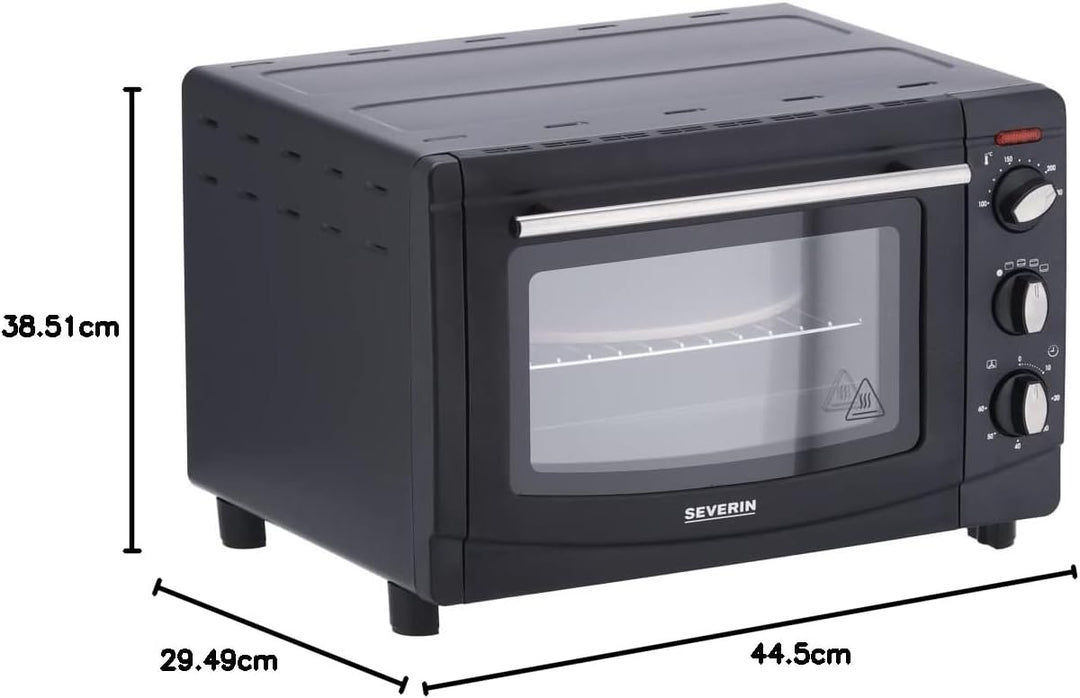 SEVERIN Back- und Toastofen mit Umluftfunktion, Mini Backofen mit Grillrost, Backblech, Drehspiess u